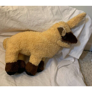 Llama Alpaca Lamb Puppet 1978 Animal Express Plush Black Yellow Eyes Cream Brown